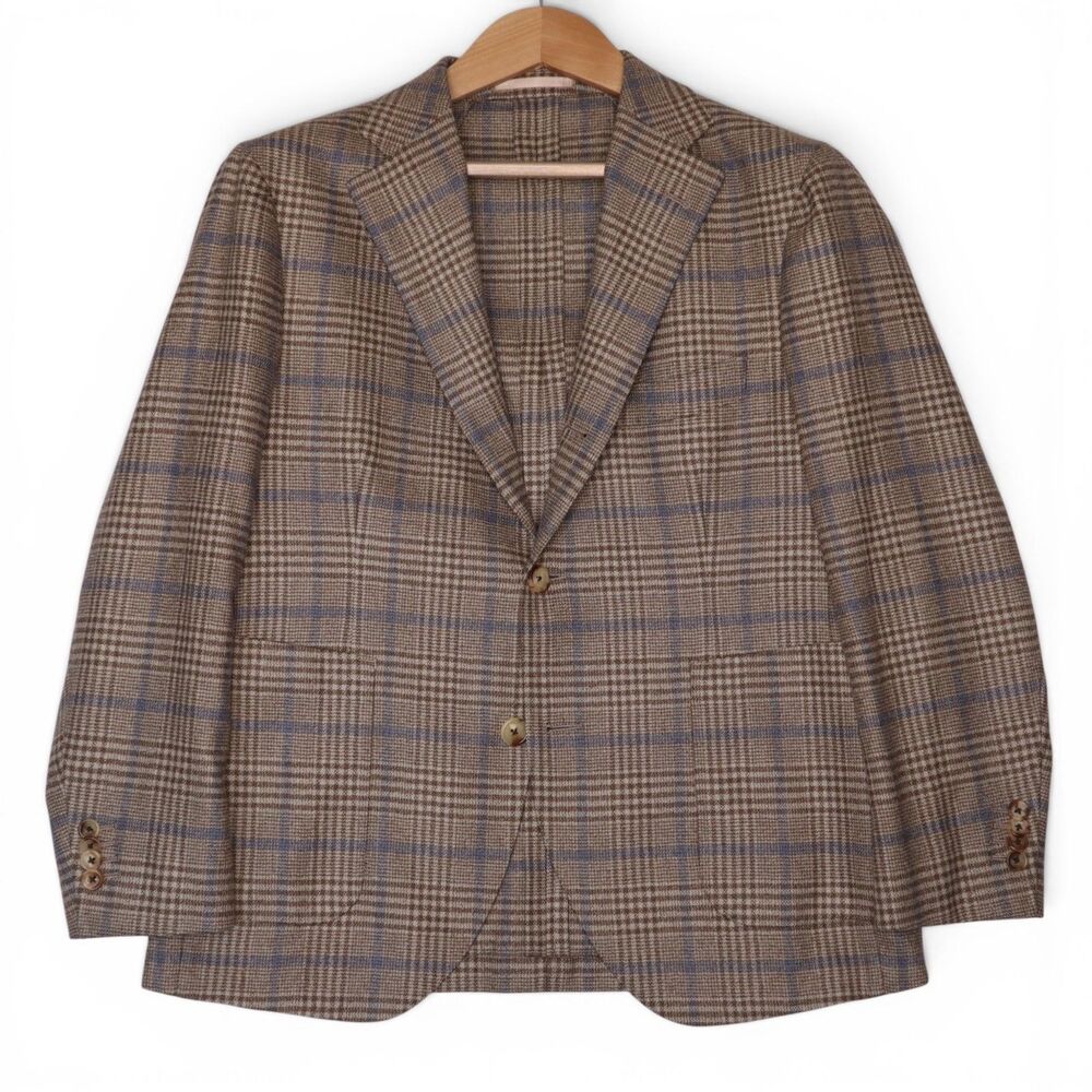 Proper Cloth Dino Filarte 100% Wool Blazer Men's 42 Beige Large Prince of Wales